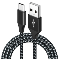 Kabel pengisi daya Usb Tipe C, kabel Data Usb kepang pengisian cepat tipe-c untuk Android IPhone15