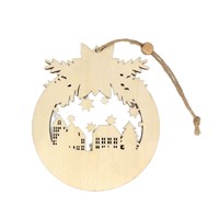 Decoraciones para Árboles de Navidad, Artesanías de Madera Navideñas, Colgantes Circulares de Madera, Decoración del Hogar