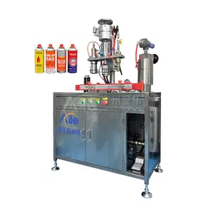 Semi Automatic Propellant F12 DME N2 LPG Butane Gas Lighter Equipment Aerosol vacuum crimpingFilling Machine Liquid