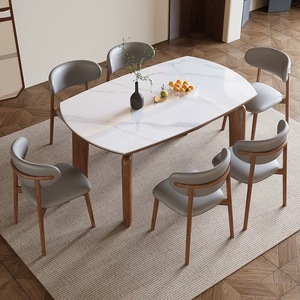 Bắc Âu Sang Trọng Phong Cách Hiện Đại Mở rộng Có Thể Gập Lại Vòng Bằng Đá Cẩm Thạch Rắn Gỗ Bàn Ăn Ghế Đặt 4 6 Chỗ Ngồi Đồ Nội Thất Cổ Điển <span class=keywords><strong>2025</strong></span> - Product Image 5