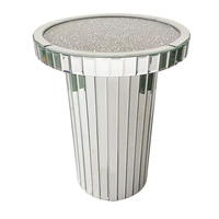 Table basse/d'appoint moderne pour salon, bord arrondi, effet diamant écrasé, brillante et miroir, vente en gros