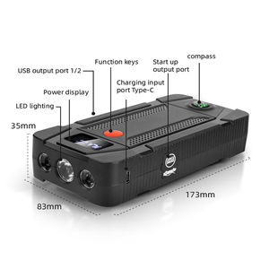 Démarreur de voiture portable 3-en-1 multifonction OEM d'usine avec compresseur d'air intégré et batterie haute puissance pour voiture - Product Image 4