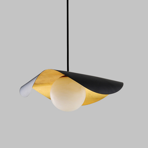 Suspension en fer à tête unique minimaliste postmoderne design Feuille <span class=keywords><strong>de</strong></span> lotus <span class=keywords><strong>Bord</strong></span> incurvé suspendu pour salon <span class=keywords><strong>de</strong></span> thé <span class=keywords><strong>Bar</strong></span> Restaurant - Product Image 1