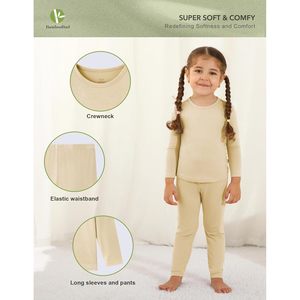 Conjunto de ropa interior térmica BambooBud para mujer, camiseta interior larga de algodón y fibra de bambú con cuello redondo, conjunto de pijama de dos piezas. - Product Image 4