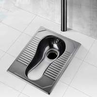 WC à la turque en acier inoxydable SUS304 avec chasse d'eau automatique à capteur, cuvette de toilette à poser au sol pour salles de bain publiques commerciales