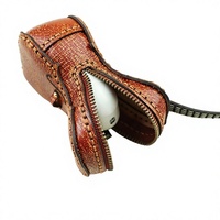 Pochette de luxe en cuir pleine fleur tanné végétal, faite à la main, véritable mini pochette zippée, pendentif rétro pour instrument de musique, avec breloque violon