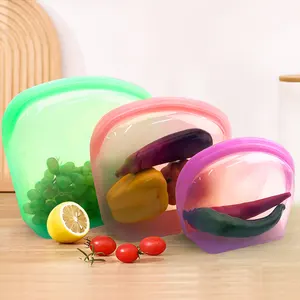 1000ml 2000ml 3500ml Collapsible Camping Custom Silicon Food Freezer Storage Container Silicone Storage Bag