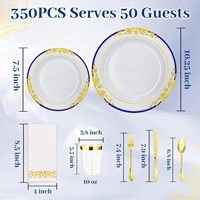 350 Assiettes en Plastique Jetables Robustes et Élégantes pour Réceptions de Mariage, Thanksgiving, Noël