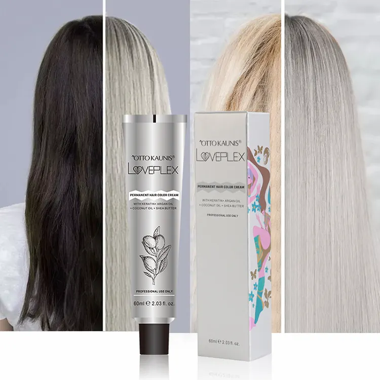 60ml OTTO KAUNIS LOVEPLEX Professional Use Ammonia Free Full Cover Keratin Treatment High Shine Permanent Hair Color Cream