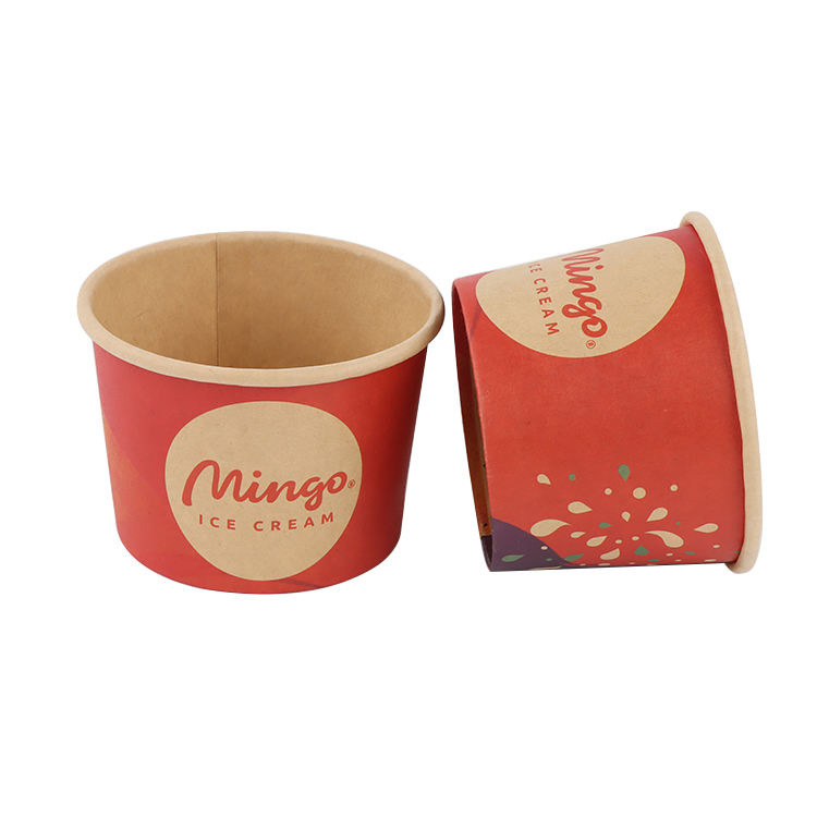 Wholesale Biodegrada Disposable Ice Cream Paper Icecream Cup container with Custom Logo