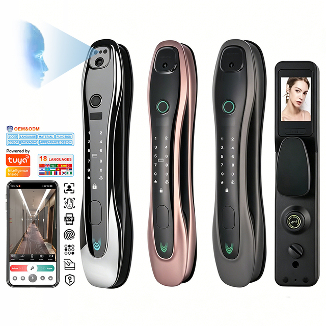 Electronic Lock Tuya Phone APP Remote Control Camera Digital Fingerprint Steel Main Security Door Smart Lock for Home