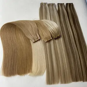 Extensiones de pelo sin costuras trama de pelo virgen trama plana cinta de dos pisos sin procesar cutícula alineada al por mayor