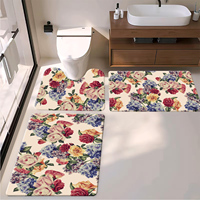 Ensemble de tapis de bain de Noël antidérapants et imperméables, 3 pièces, en forme de U, pour toilettes et lavabo, avec support en caoutchouc antidérapant sécurisé