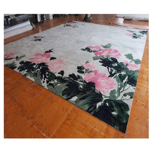 Alfombra de lujo personalizada de fábrica con patrón floral, Alfombra de lana copetuda a mano, alfombras para sala de estar, sala de reuniones - Product Image 1