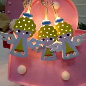 Dioperasikan baterai Selamat Natal rumah anak-anak dekorasi ruangan baterai berbentuk malaikat lampu tali Led