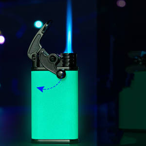 कस्टम छवि लोगो Refillable Windproof नीले लौ चमकदार सिगरेट लाइटर चमक में अंधेरे जेट आग गैस ब्यूटेन मशाल लाइटर - Product Image 2