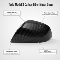 Coque de rétroviseur latéral en fibre de carbone à transfert d'eau pour Tesla Model 3 2017-2023 – Capot de rétroviseur de rechange pour mise à niveau après-vente