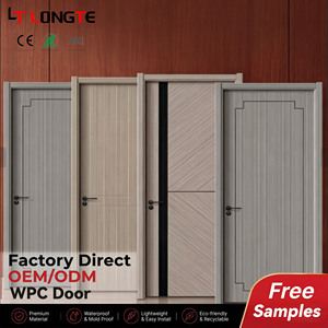 Puerta Impermeable <span class=keywords><strong>de</strong></span> Madera y Plástico Compuesto con Panel Interior <span class=keywords><strong>de</strong></span> PVC, Antitermitas, para Dormitorio, Estilo Clásico <span class=keywords><strong>de</strong></span> Villa, Marco Precolgado, Compra al por Mayor Económica - Product Image 1