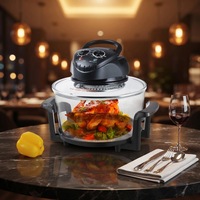 Friteuse à air en verre transparent 10-20L, four halogène 1500W, sans huile, multicolore, facile à nettoyer, commande mécanique, pour cuisine domestique