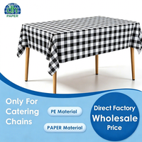 Nappe en plastique à carreaux Buffalo noir et blanc, jetable, rectangulaire, imperméable, en gros pour les chaînes de restaurants et les barbecues