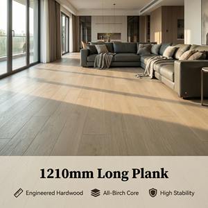 Parquet multicouche en bouleau massif importé de Russie, haute stabilité, taille 1210x167x14mm, idéal pour les grandes surfaces de séjour et de salle à manger - Product Image 1