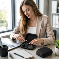 Étui de transport rigide en EVA personnalisé, antichoc, portable, sac de rangement numérique avec bande élastique pour câbles USB, microphone sans fil