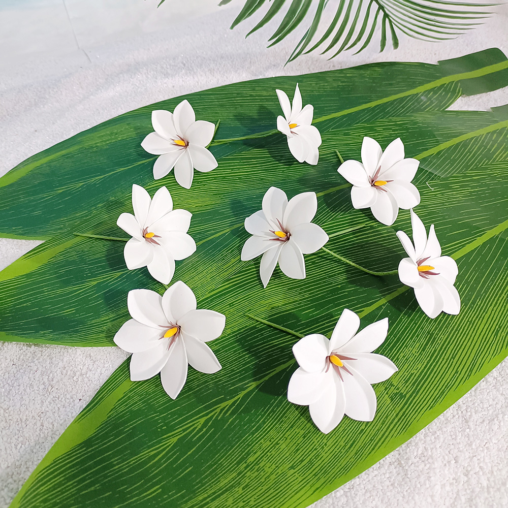 По индивидуальному заказу 9 см Искусственный EVA Пена Плюмерия волос палочки KN-hf073 остров Вечеринка декоративные шиньоны для женщин, на каждый день, цветочный принт тиара