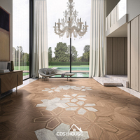 Plancher multicouche de serrure de clic de chêne blanc machiné de modèle de Versailles français garantie de 5 ans pour la vie élégante d'appartement de villa