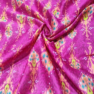 Trendy Woven Multicolor Abstract Printed Chanderi <b>Silk</b> <b>Fabric</b> Premium Lightweight Breathable Quick-Dry 44 Inch Width Saree Kurti - Product Image 1