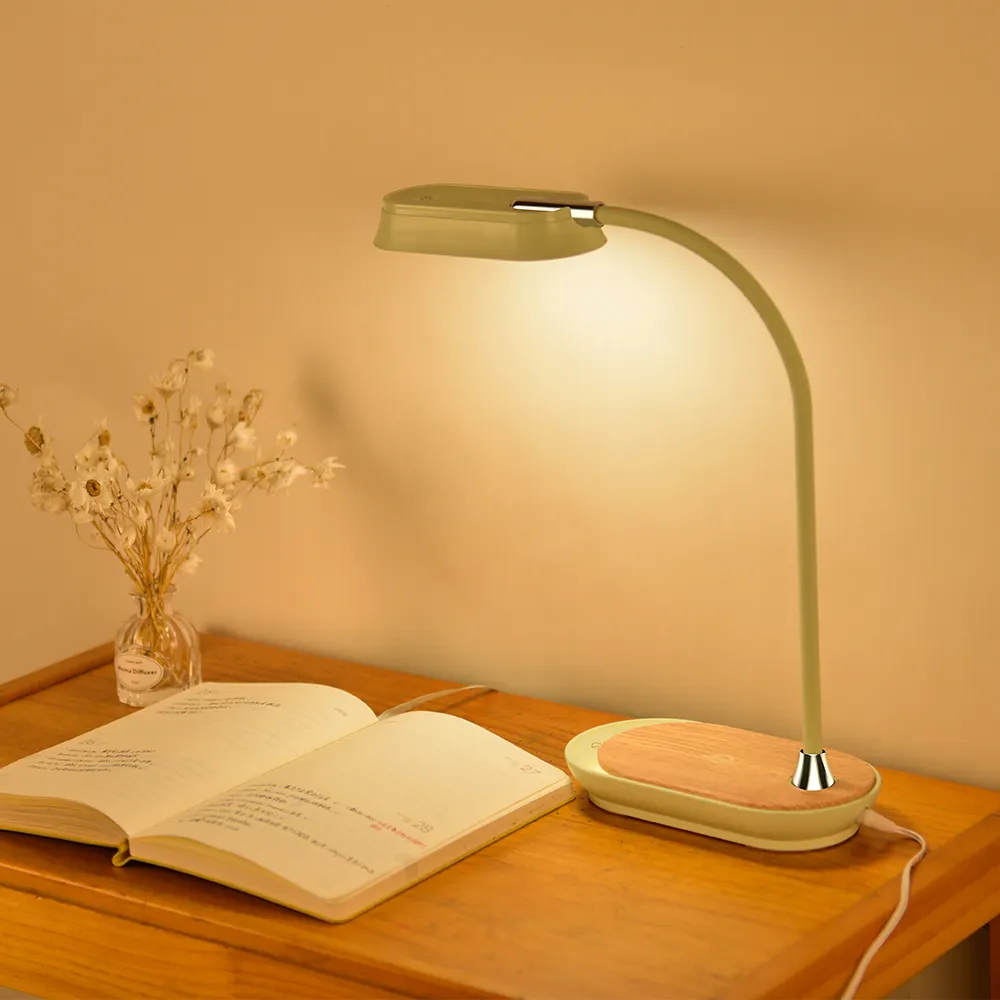 Adjustable Touch Led Desk Lamp with QI Wireless Charger Smart Table Lamp for Kids Study Office