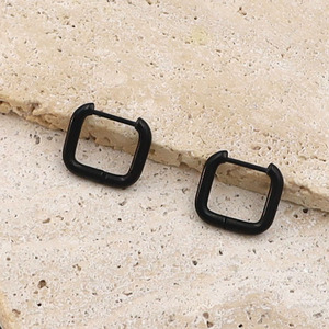 Geometric Huggie Earrings Square Titanium Steel Unisex Fashion Jewelry - Product Image 2