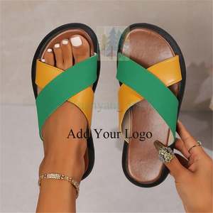 Sandales légères tendance à bande croisée Pantoufles en <span class=keywords><strong>cuir</strong></span> marron pour hommes - Product Image 4