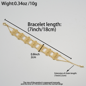 women adjustable banquet custom <b>copper</b> fili flgreeoral panel lobster clasp glossy premium wholesale 18k gold plated <b>bracelet</b> - Product Image 6