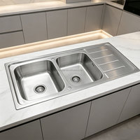 Évier de cuisine double avec égouttoir, évier de cuisine professionnel 48 pouces, évier de cuisine 120x50, grand évier de cuisine