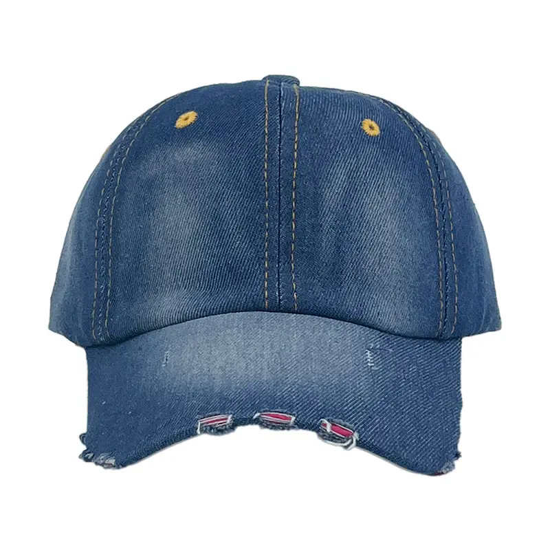 Summer Hip-hop Vintage Sun Hat 6 Colors Distressed Worn Out Sports Hat Letters Embroidery Ripped Washed denim Baseball Hat