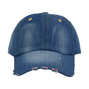 Sommer Hip-Hop Vintage Sonnenhut 6 Farben Distressed Abgenutzte Sport hut Buchstaben Stickerei Ripped Washed Denim Baseball Hat