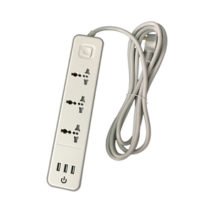 General 3WAY 3USB <strong>Safe</strong> Electrical Universal <strong>Extension</strong> <strong>Lead</strong> with Single Switch and Mobile Charging Port UK/EU/US Plug - Product Image 1