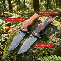 Couteau de poche original en fibre de carbone, couteau pliant portable d'extérieur en acier Damas, couteau multi-outils de bushcraft avec cœur en VG10, DM032-1