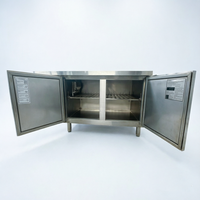 Table de préparation de pizzas réfrigérée à double porte, 8 bacs, refroidissement par ventilateur, acier inoxydable 304, plan de travail commercial, efficacité énergétique A++, 0°C