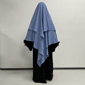 Khimar musulman 2 couches pour l'Aïd et le Ramadan, avec attache arrière, foulard de prière islamique, cordon avant, cape Nida - Product Image 3