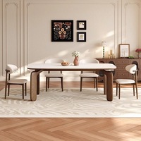 Ensemble de table et chaises rectangulaires en marbre et bois massif, style nordique moderne, pour salle à manger, 4 à 6 places, meubles de cuisine d'intérieur, designs variés