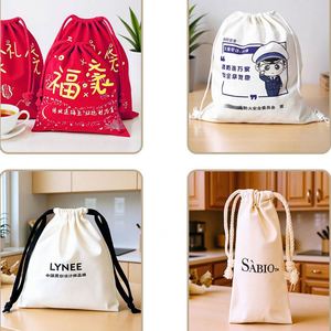 Bolsa de Lona de Algodón Reutilizable con Cordón para Zapatos, Ropa, Embalaje, Bolsa de Viaje Personalizada con Impresión a Granel - Product Image 4