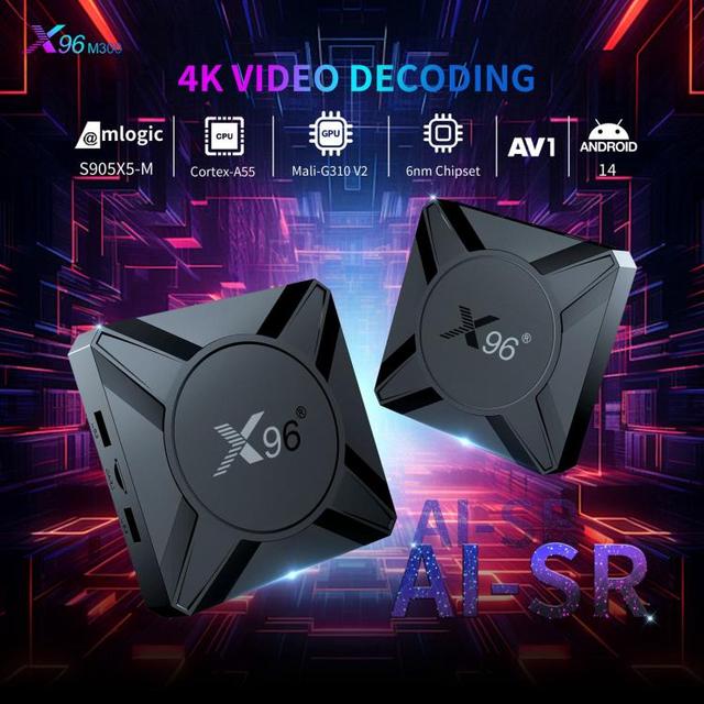 Hot Selling X96 M300 Android 14 Smart TV Box with Remote Control, 4GB+32GB