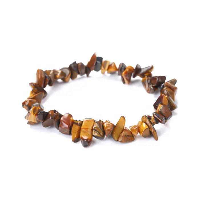 GuangZhou LiWan Plaza Wholesale Handmade Natural Stone Tiger Eye Chips Elastic Bead Bracelet Jewelry For Women