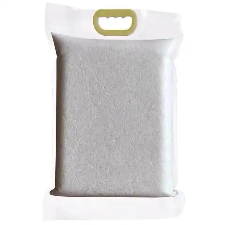 1kg 2.5kg 5Kg 10 Kg portatile per uso alimentare in Nylon spesso trasparente sottovuoto sacchetto di riso a fondo piatto con manico in plastica