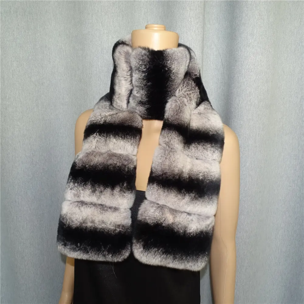 winter thick fur scarf real rex rabbit fur chinchilla color scarves genuine fur mufflers