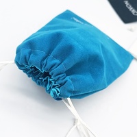 Pochette personnalisée en velours bleu avec cordon de serrage pour bijoux et montres, doublure en satin, estampage, pour bagues et colliers en pierres précieuses, recyclable