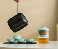 Service à thé portable de luxe chinois en verre et céramique avec infuseur pour l'extérieur, ensemble de voyage Gongfu, cadeaux tasses Kuaike