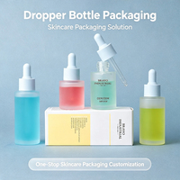 Flacon compte-gouttes vide de sérum en verre cylindrique à épaulement plat macaron de 30ml pour parfum d'huile essentielle/toner/emballage de soins personnels