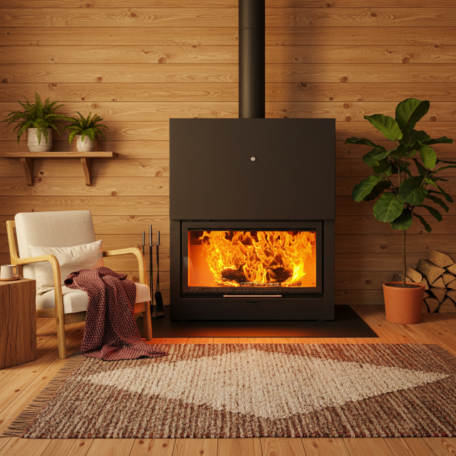 Beautiful Wood Burning Stove with Contemporary Log Burner Design for Home Heating and Strong Long Burning Performance 15kw